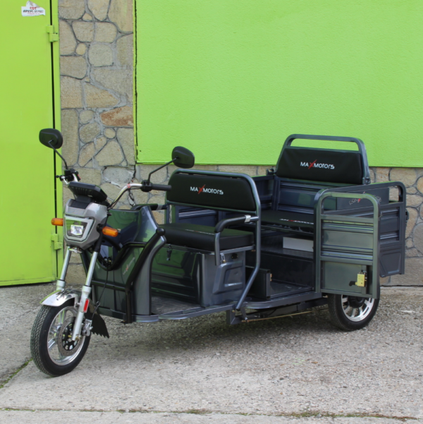 Триместна товарна електрическа триколка max motors go pro 2000w, (трансформираща се)