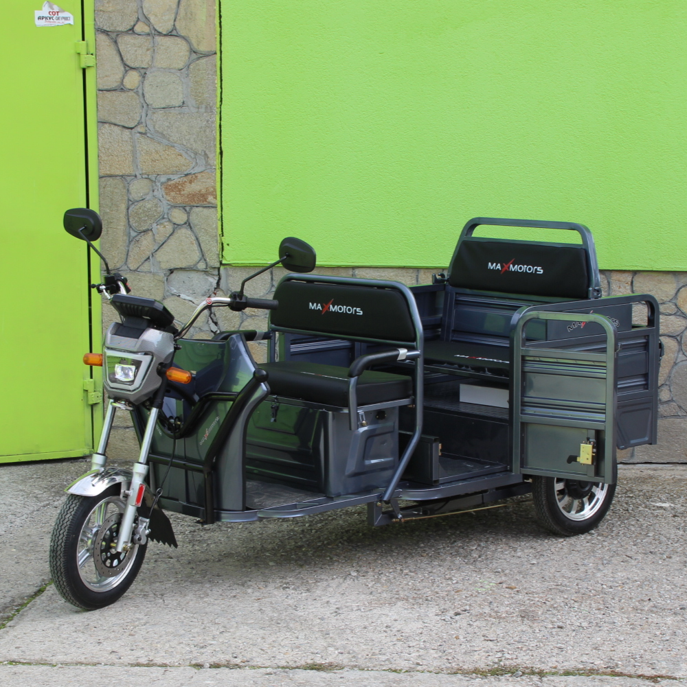 Триместна товарна електрическа триколка max motors go pro 2000w, (трансформираща се)