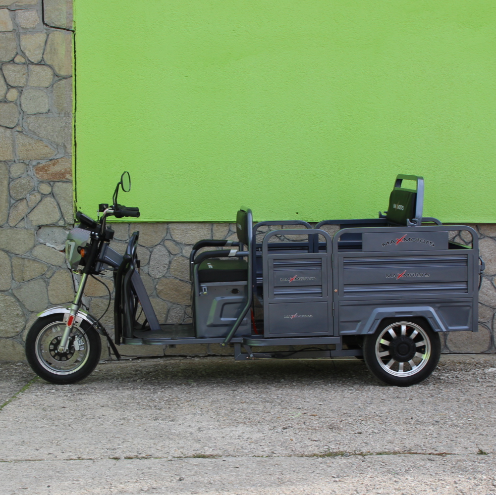 Триместна товарна електрическа триколка max motors go pro 2000w, (трансформираща се)