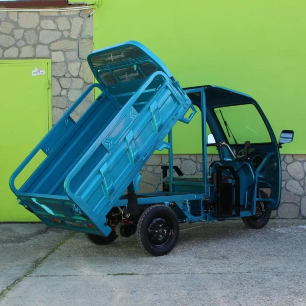 Селскостопанска товарна електрическа триколка 2000w с покрив, 600 кг товар, 60v 45ah, синя