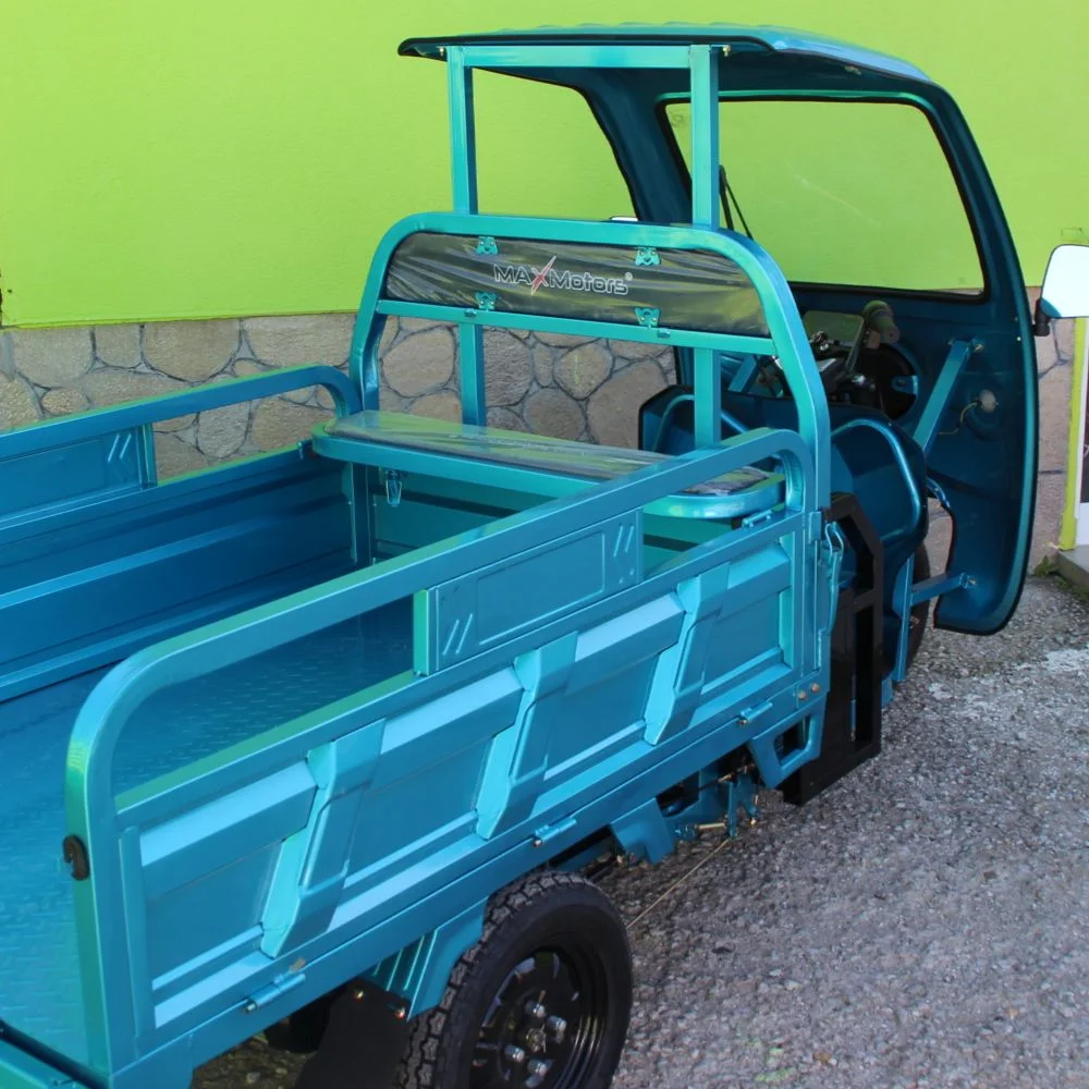 Селскостопанска товарна електрическа триколка 2000w с покрив, 600 кг товар, 60v 45ah, синя