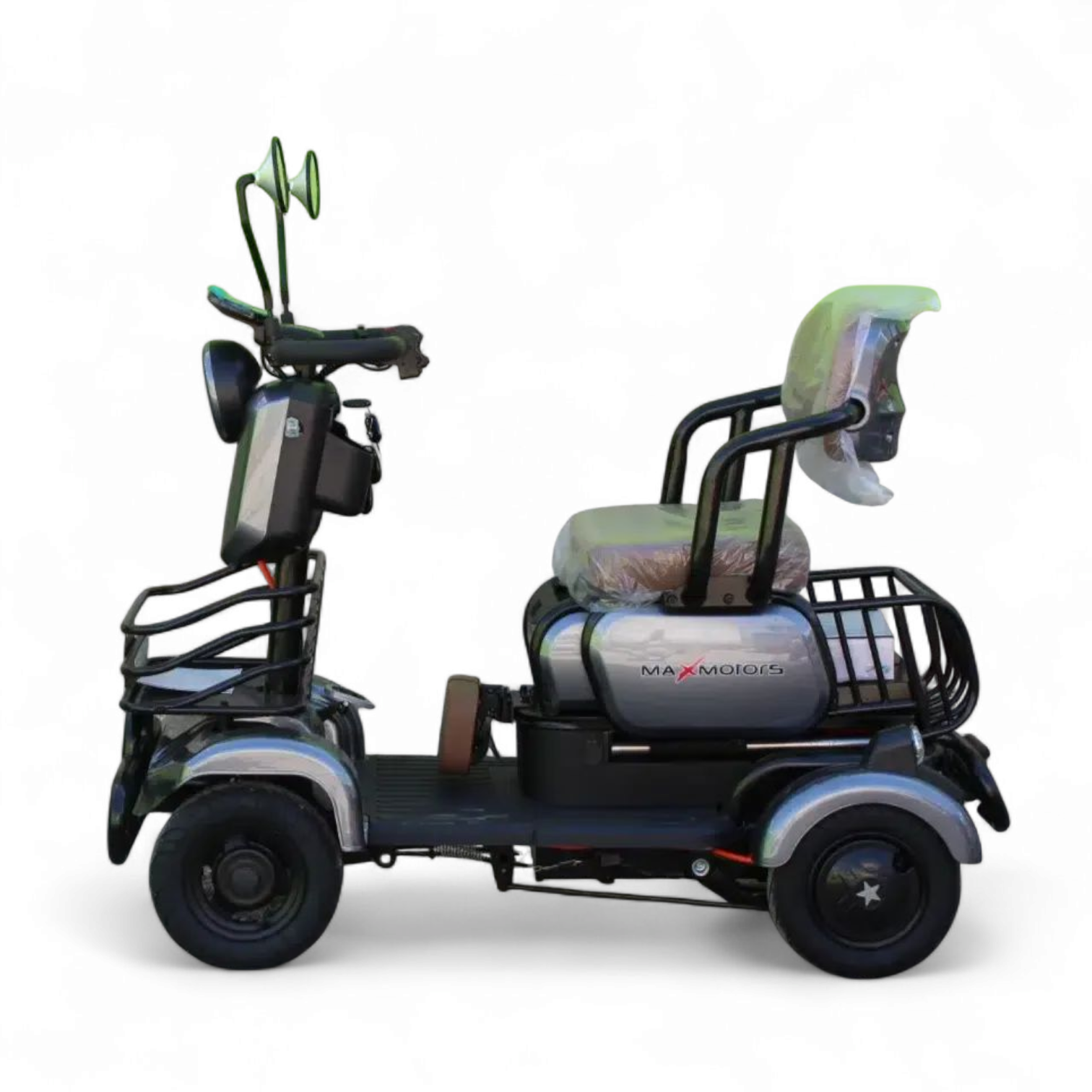 Триместна електрическа четириколка maxmotors a9, 1500w, 48v/20ah, сива