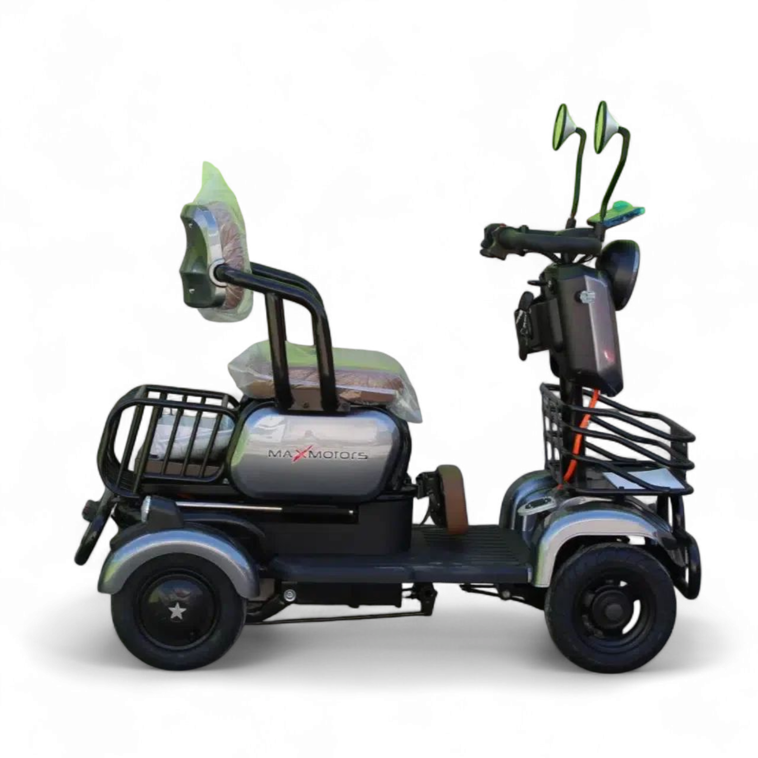 Триместна електрическа четириколка maxmotors a9, 1500w, 48v/20ah, сива