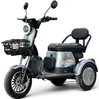 Двуместна електрическа триколка Pudding Grand, сив, 2000W, EEC сертификат, 60V/20Ah, две кошници, 5 батерии + подаръци