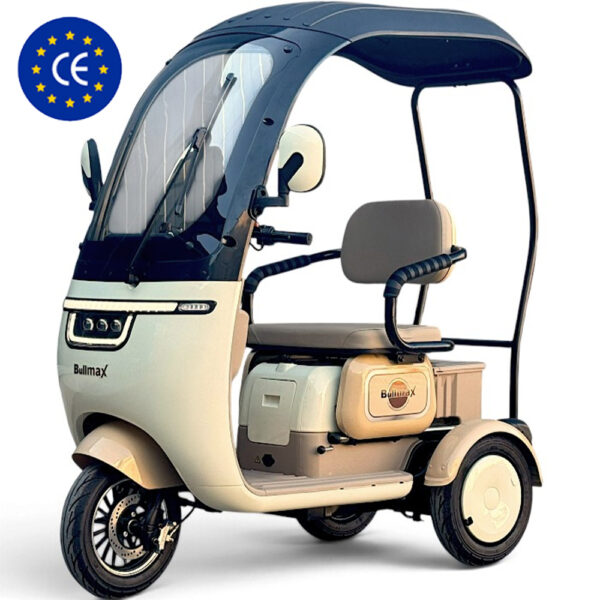 Триместна електрическа триколка с покрив bullmax c5 apolon, със сертификат (2000w max, 60v/20ah)
