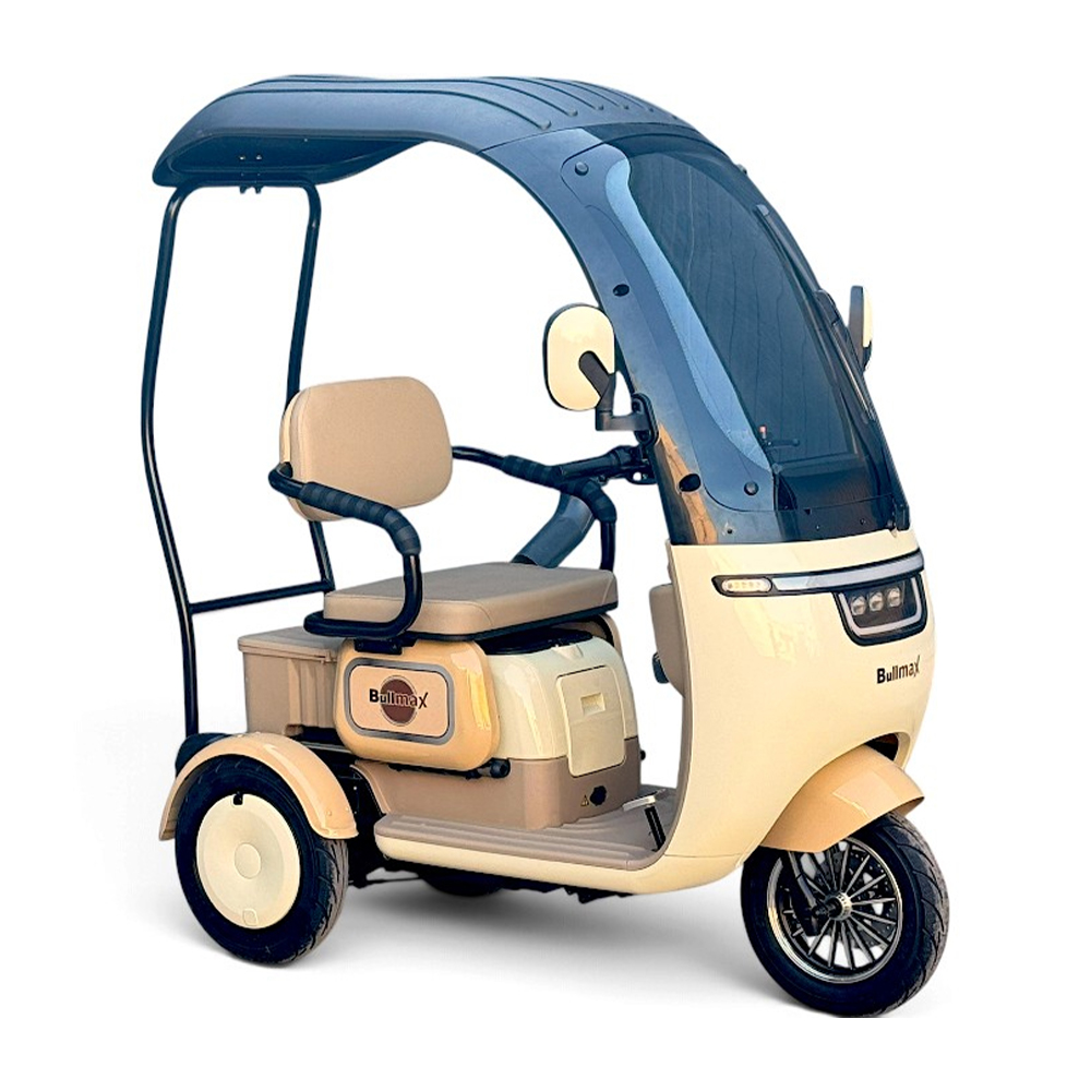 Триместна електрическа триколка с покрив bullmax c5 apolon, със сертификат (2000w max, 60v/20ah)